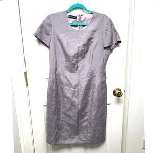 Anne Klein II Dress Vintage Linen Sheath Purple Short Sleeve Lined Women’s 8